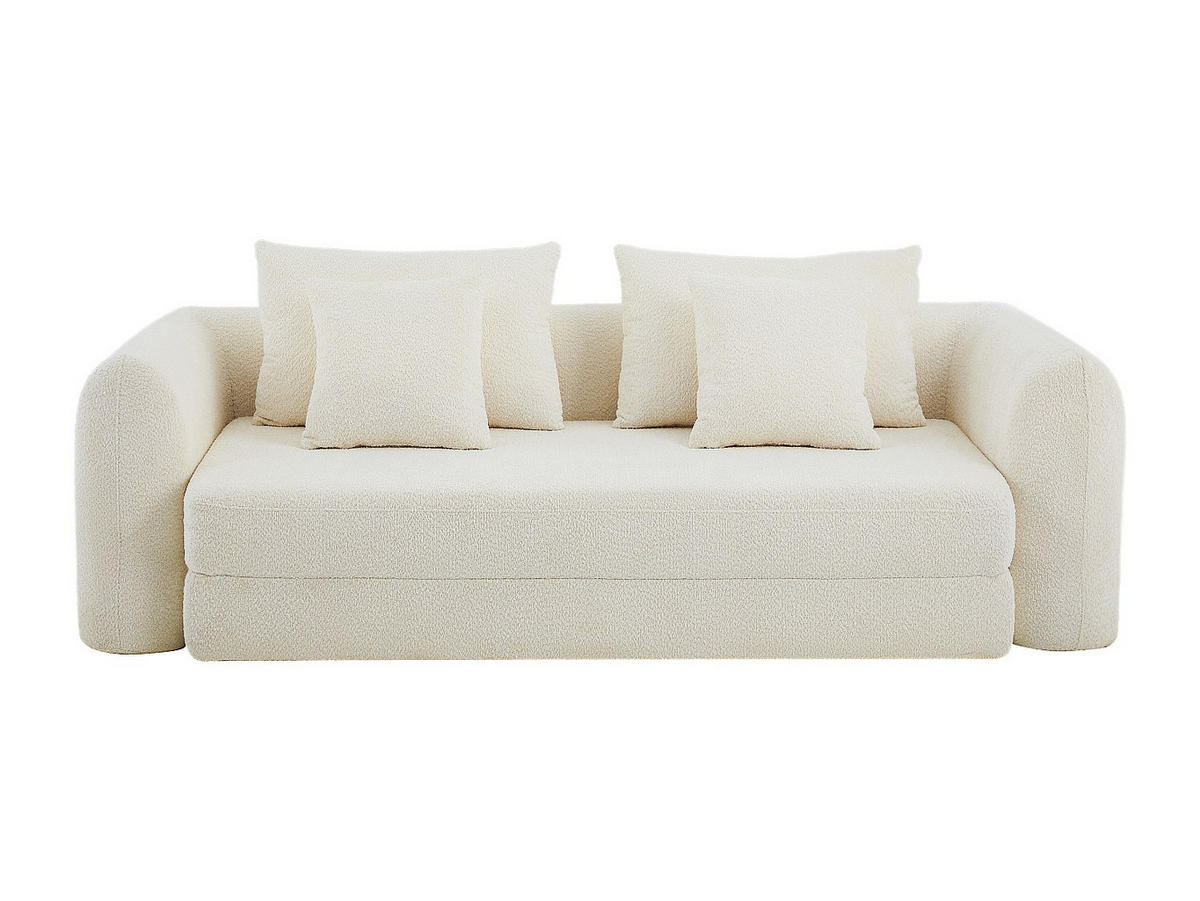 3-SITZER Schlafsofa als Chaiselongue, Bouclé-Stoff Beige – CATONO - Beige, Textil (240/87/111cm) - Vente-Unique