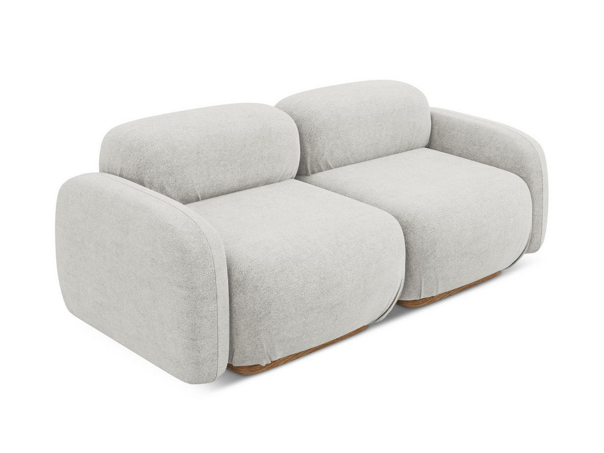 3-SITZER SOFA Bouclé Stoff Grau - Silberfarben/Braun, Holz/Textil (190/73/95cm) - Makamii