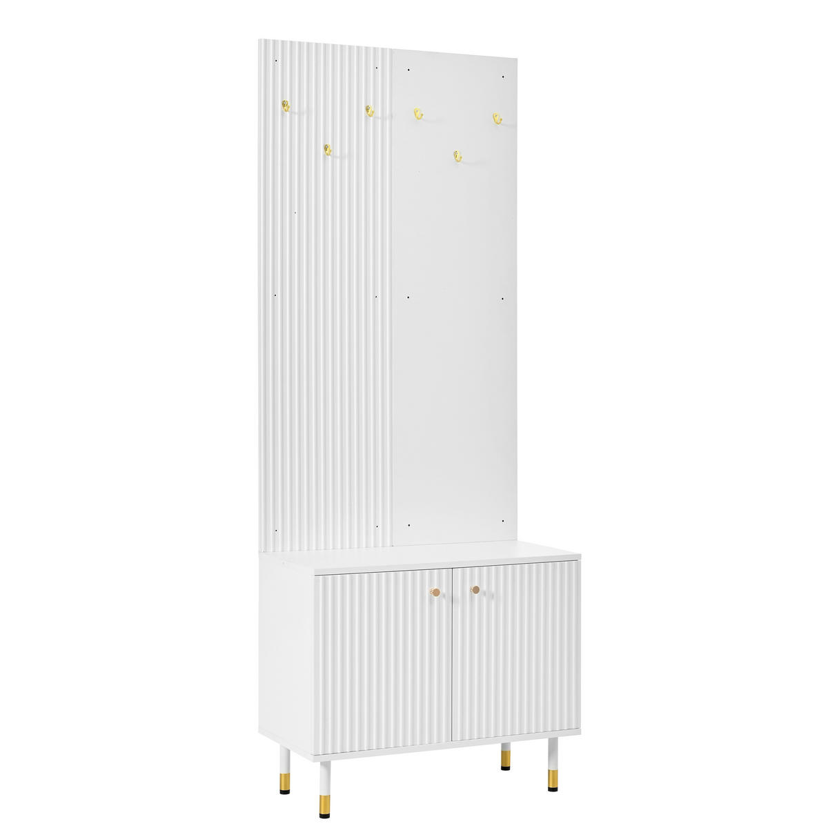 GARDEROBE Schrank Schuhschrank Haken Metallfüße Modern - Weiß, Holzwerkstoff (70/180/35cm) - FLIEKS