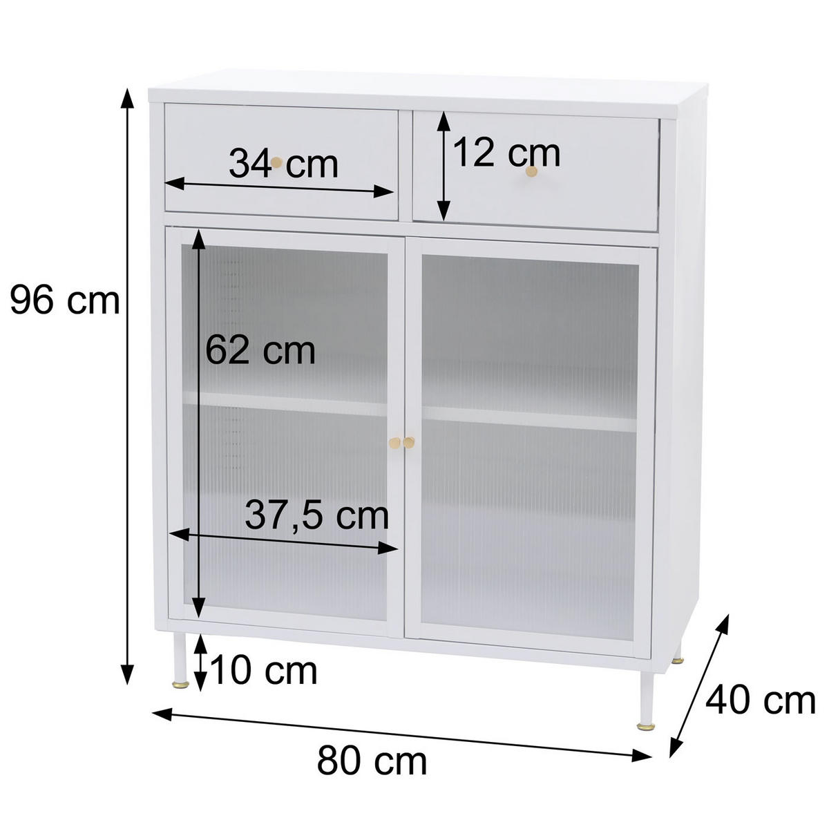 KOMMODE Weiß - Weiß, Metall (80/96/40cm) - MCW