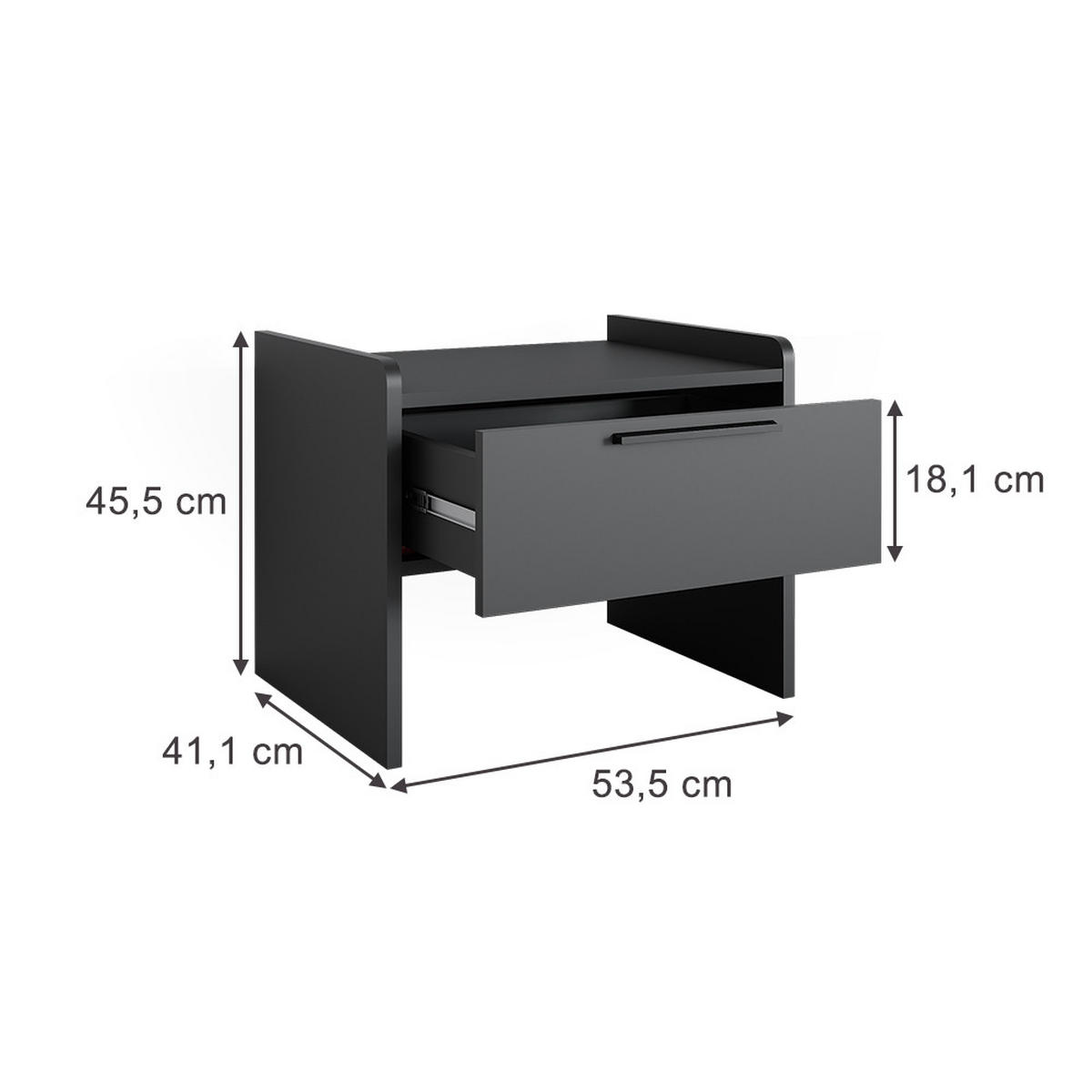 ESSZIMMERBANK Roman Schwarz 53.5 x 41.1 cm mit 1 Schublade - Schwarz, Holzwerkstoff (53.5/45.5/41.1cm) - Vicco