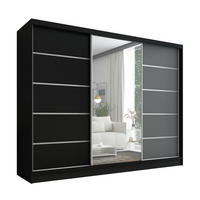 SCHWEBETÜRENSCHRANK 200 cm AURELIA 1 Farbe: Schwarz, Schwarz, Graphit - Schwarz/Graphitfarben, Holzwerkstoff (200/215/60cm) - A&J MöbelLand