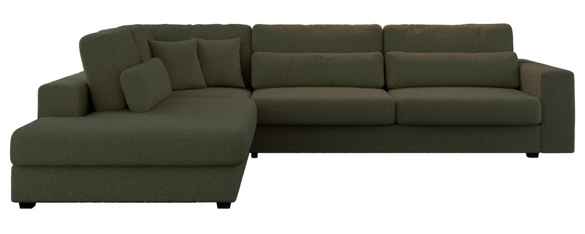 ECKSOFA Savona Grün Boucle - links - Schwarz/Grün, Kunststoff/Textil (316/249cm) - MKS