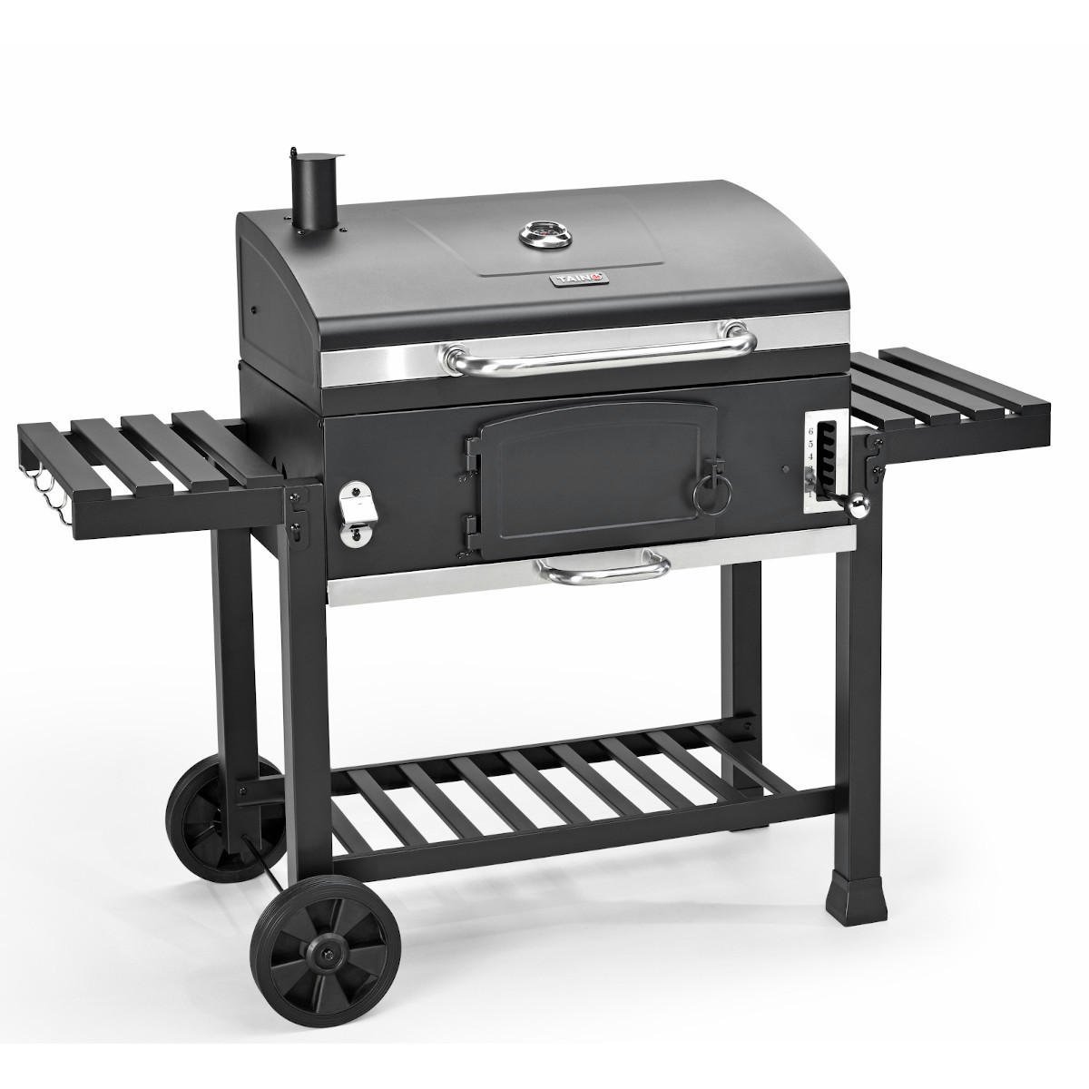 HOLZKOHLEGRILL und Smoker HERO XXL - Schwarz, Metall (142/111/46cm) - TAINO