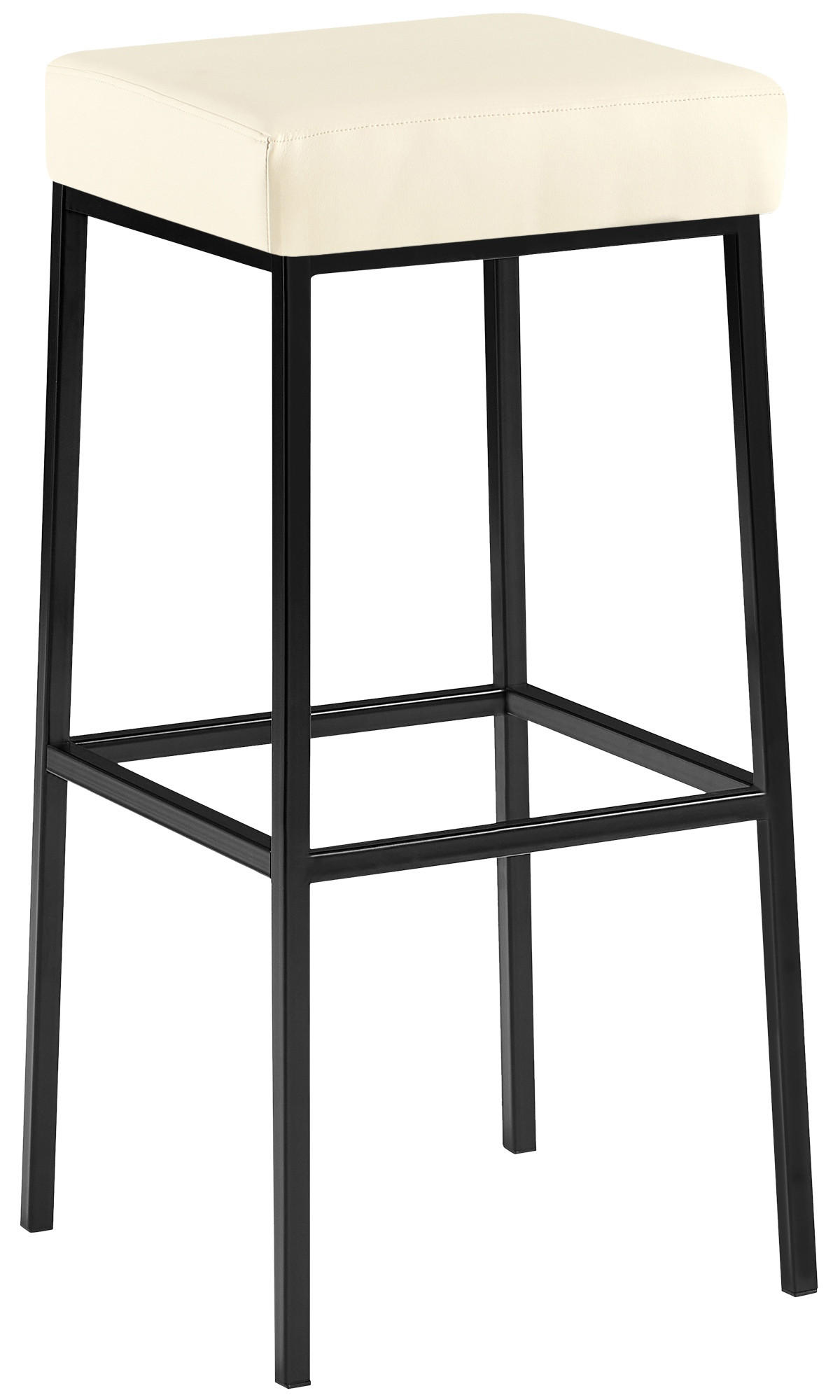 BARHOCKER Lederlook Creme - Creme/Schwarz, Textil/Metall (37/83/37cm) - CLP