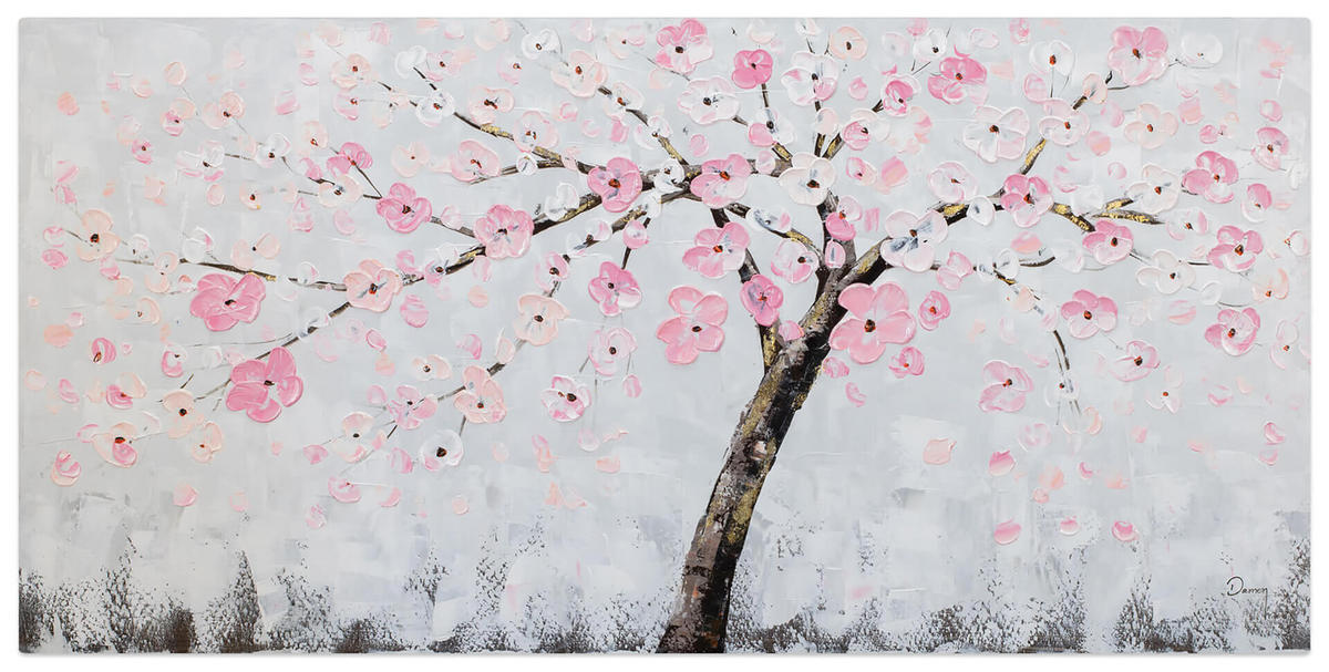 ACRYLBILD HANDGEMALT 120/60 cm - Pink/Grau, Holz/Textil (120/60cm) - KUNSTLOFT