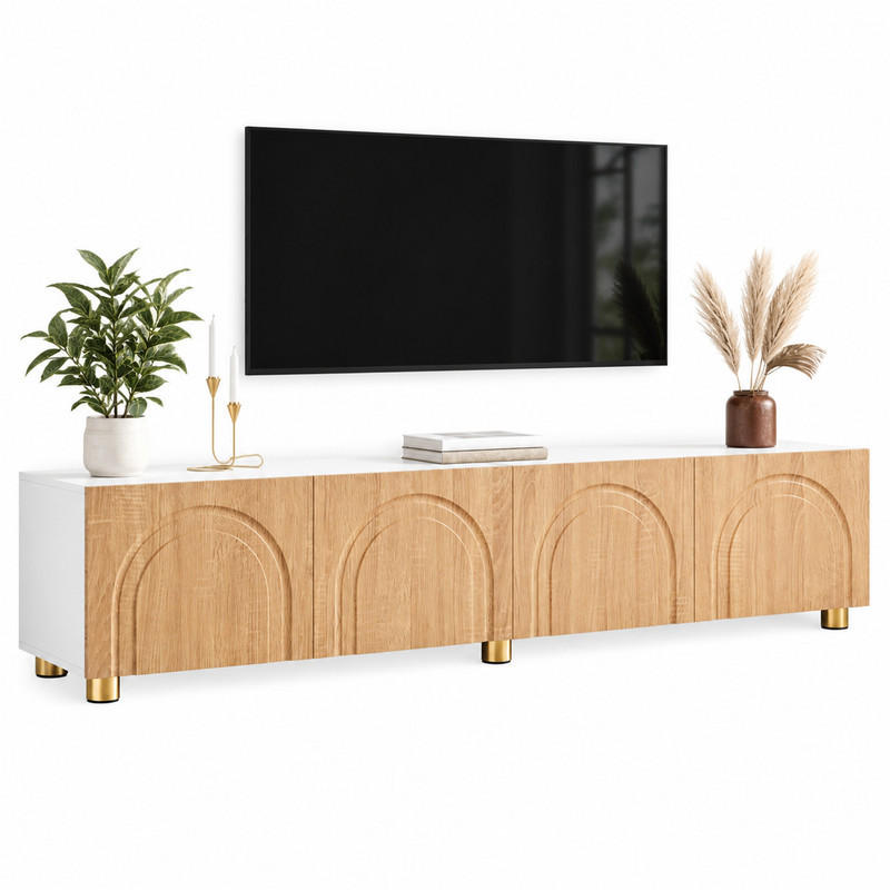 TV-SCHRANK mit 4 Türen 180 x 35 x 40 cm Natur Weiß - Birnbaumfarben, Holzwerkstoff (35/40/180cm) - Beauniv