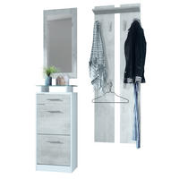 GARDEROBE Loret Front in Beton Oxid Optik - Hellgrau, Holzwerkstoff (140/200/23cm) - Vladon