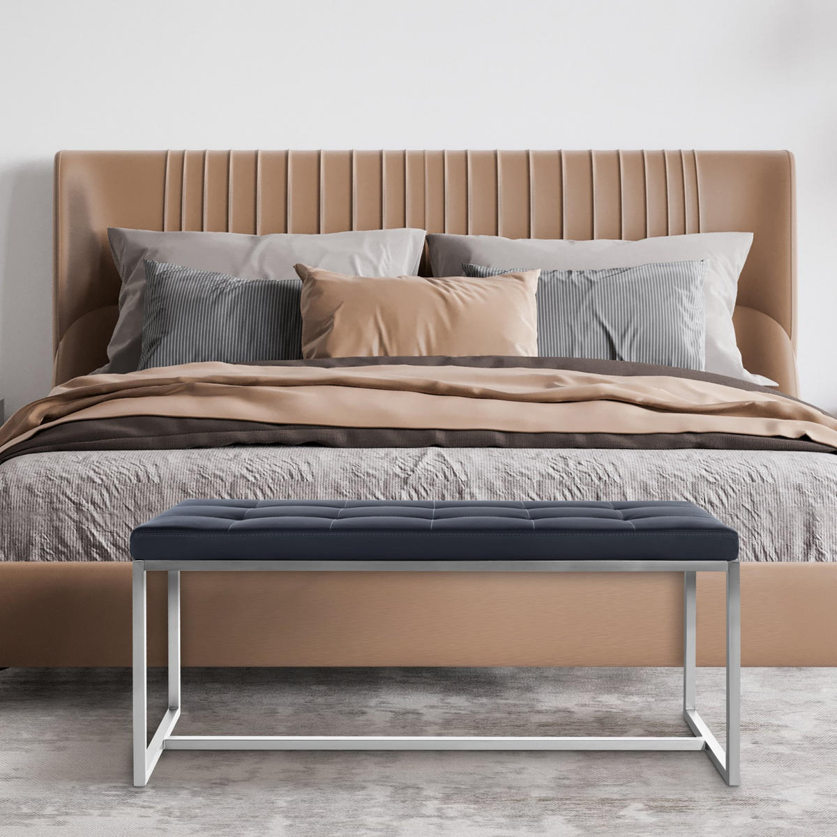 SITZBANK Puebla Kunstleder Schwarz - Schwarz, Leder (100/48/40cm) - DELUKE