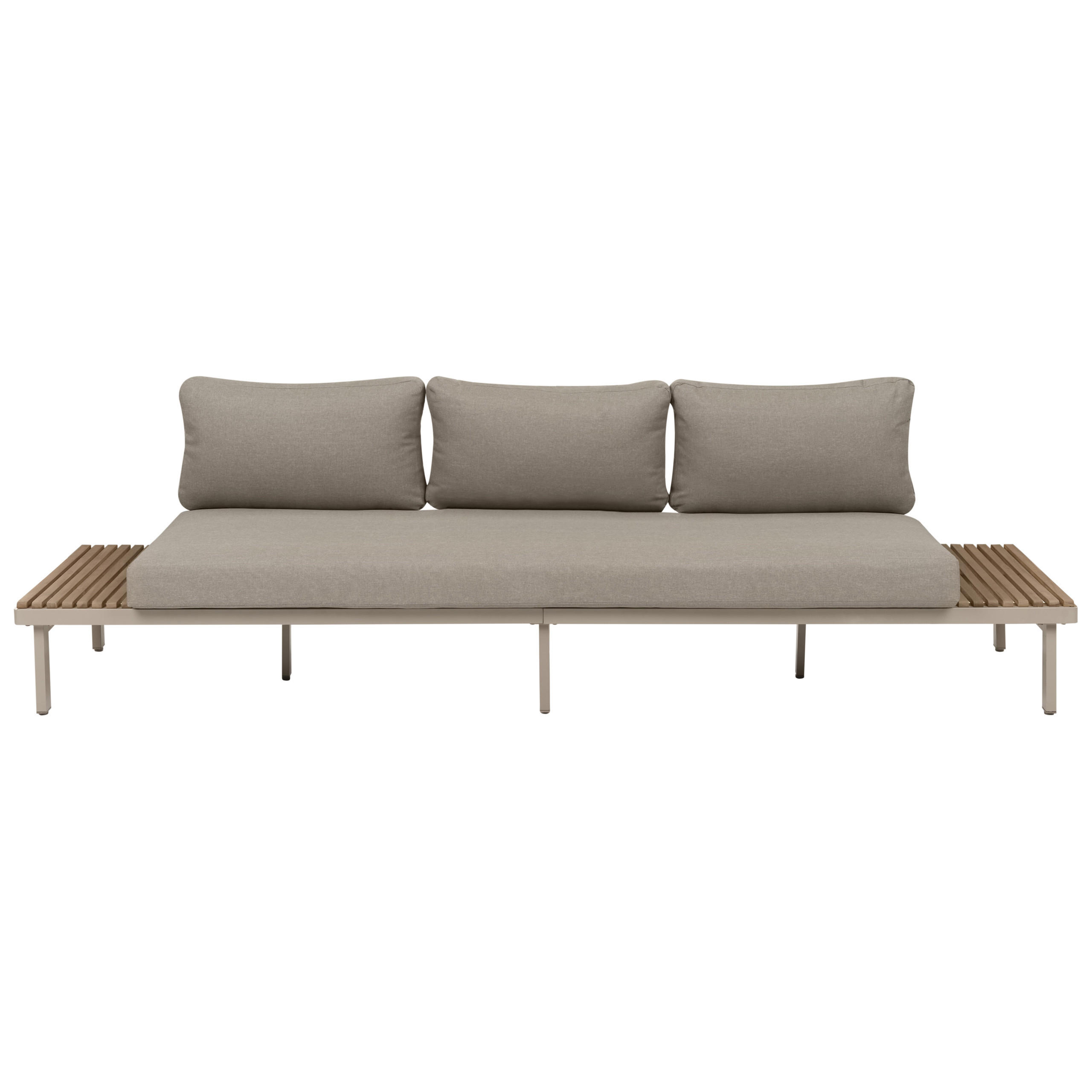 Beliani Gartensofa Hellbraun, Beige, Braun 266x78x69 cm