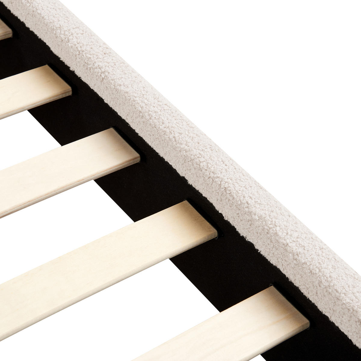 BETT mit Lattenrost 160/200 cm Cremeweiß Albi - Schwarz/Weiß, Textil (160/200cm) - Beliani