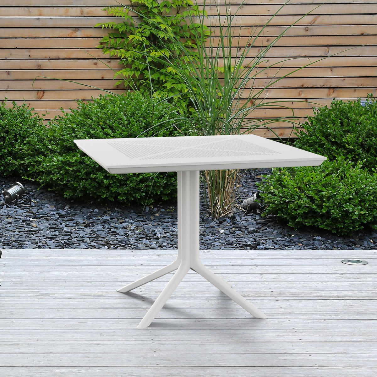 GARTENTISCH eckig 80/80/74 cm Kunststoff Weiß - Weiß, Kunststoff (80/80/74cm) - CLP