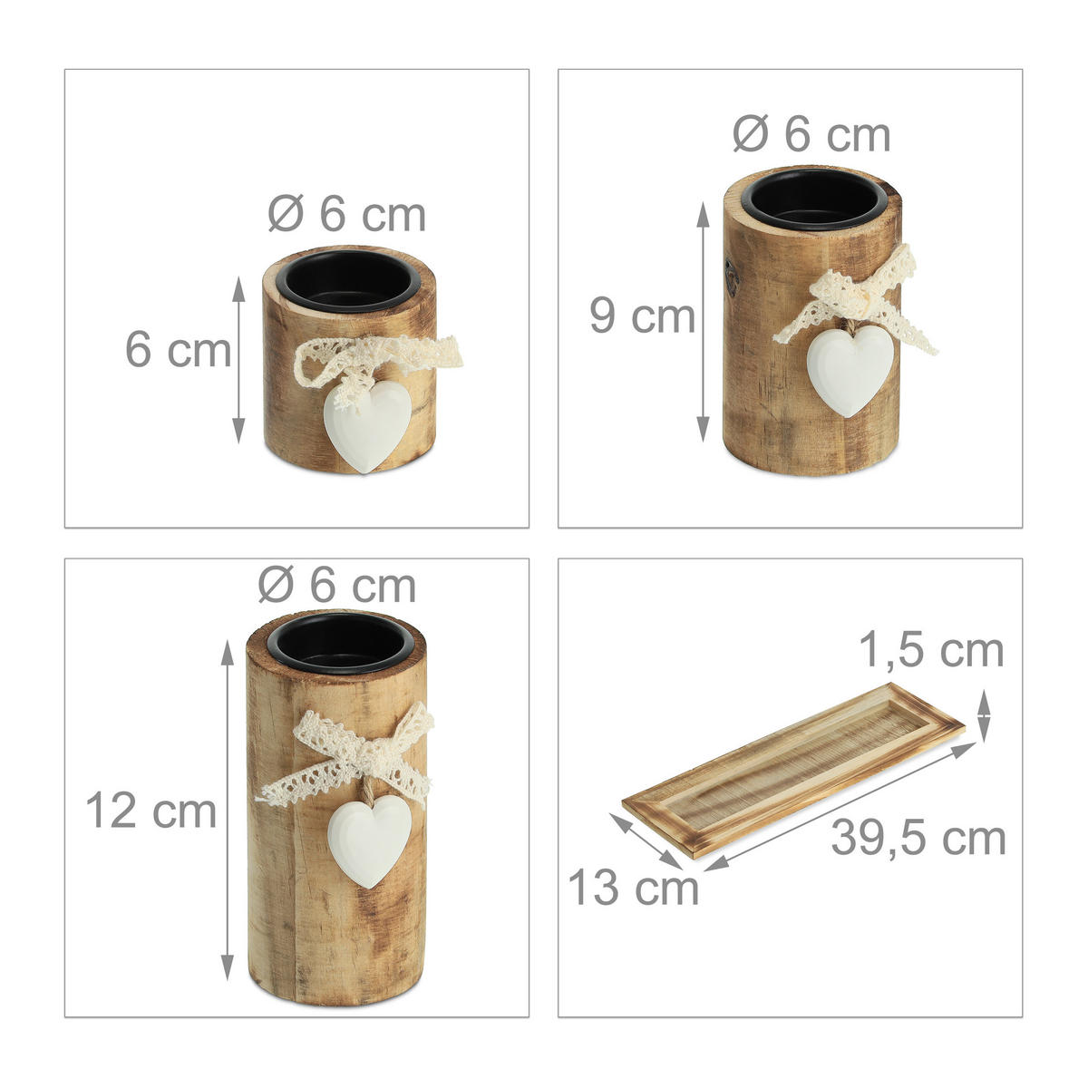 TEELICHTHALTER - Hellbraun, Holzwerkstoff (13.5cm) - Relaxdays