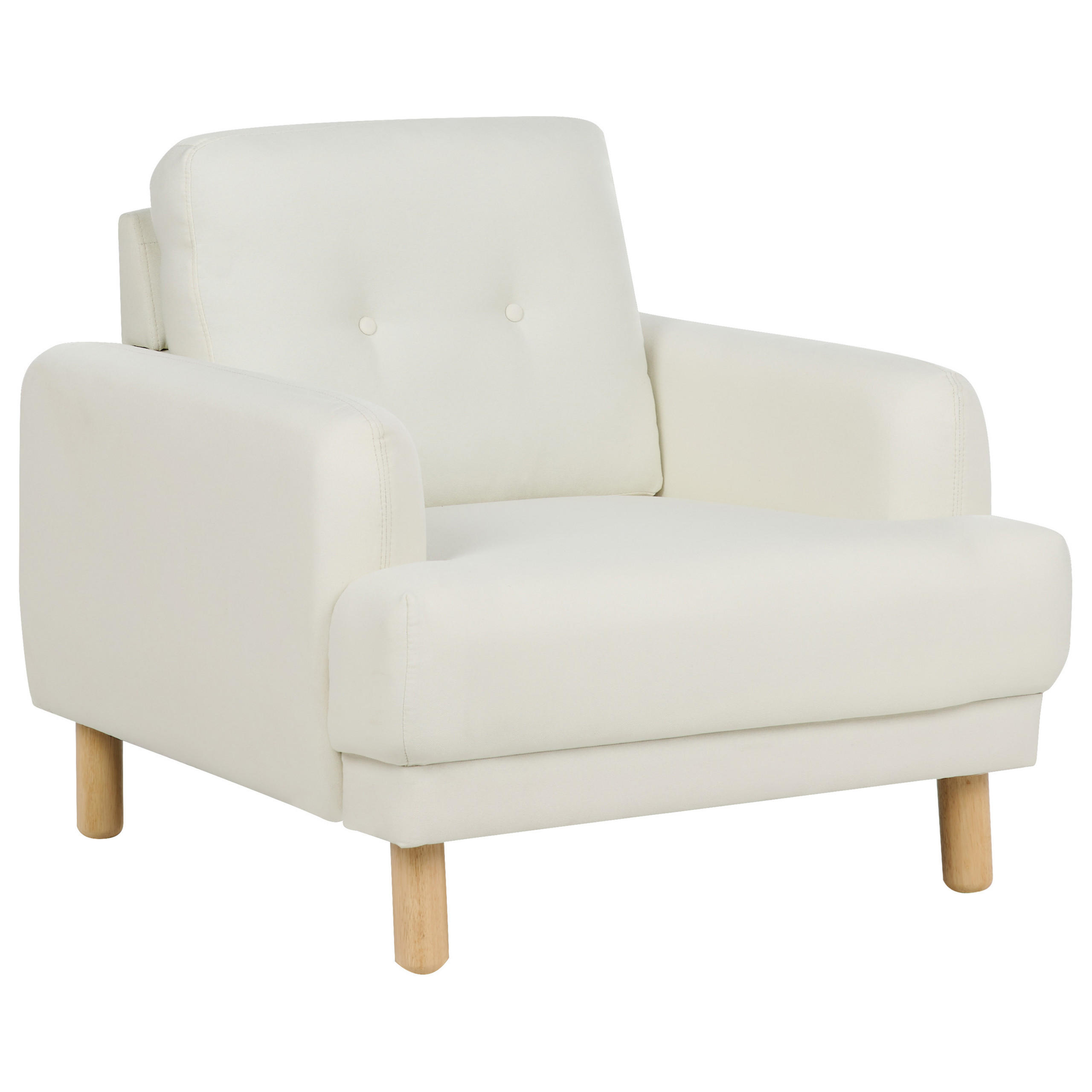 SESSEL Cremeweiß Tuve - Hellbraun/Weiß, Textil (88/85/90cm) - Beliani
