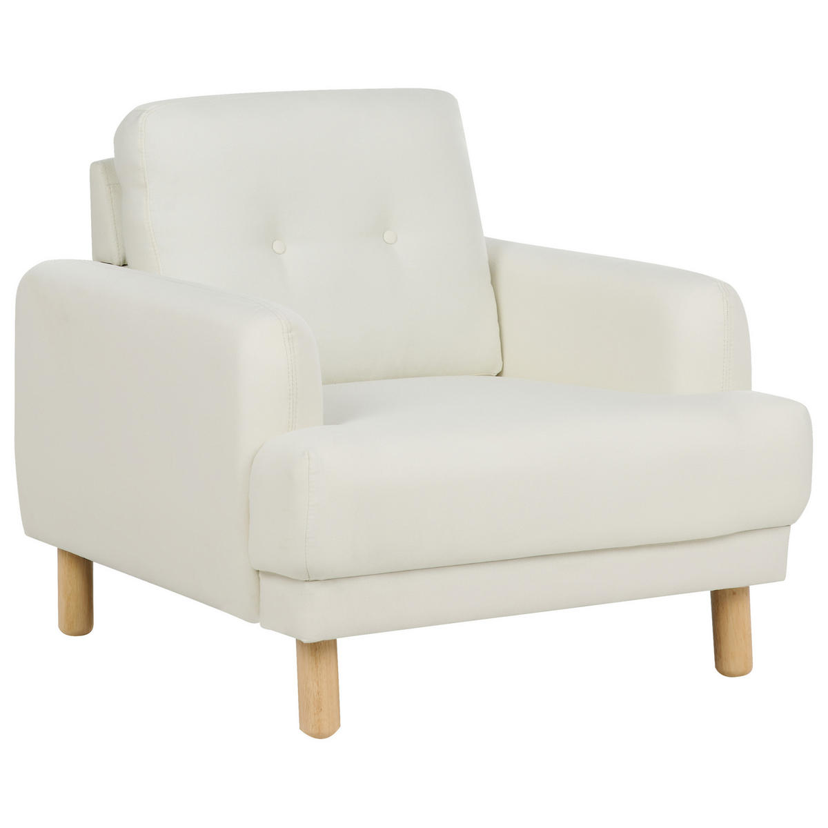 SESSEL Cremeweiß Tuve - Hellbraun/Weiß, Textil (88/85/90cm) - Beliani