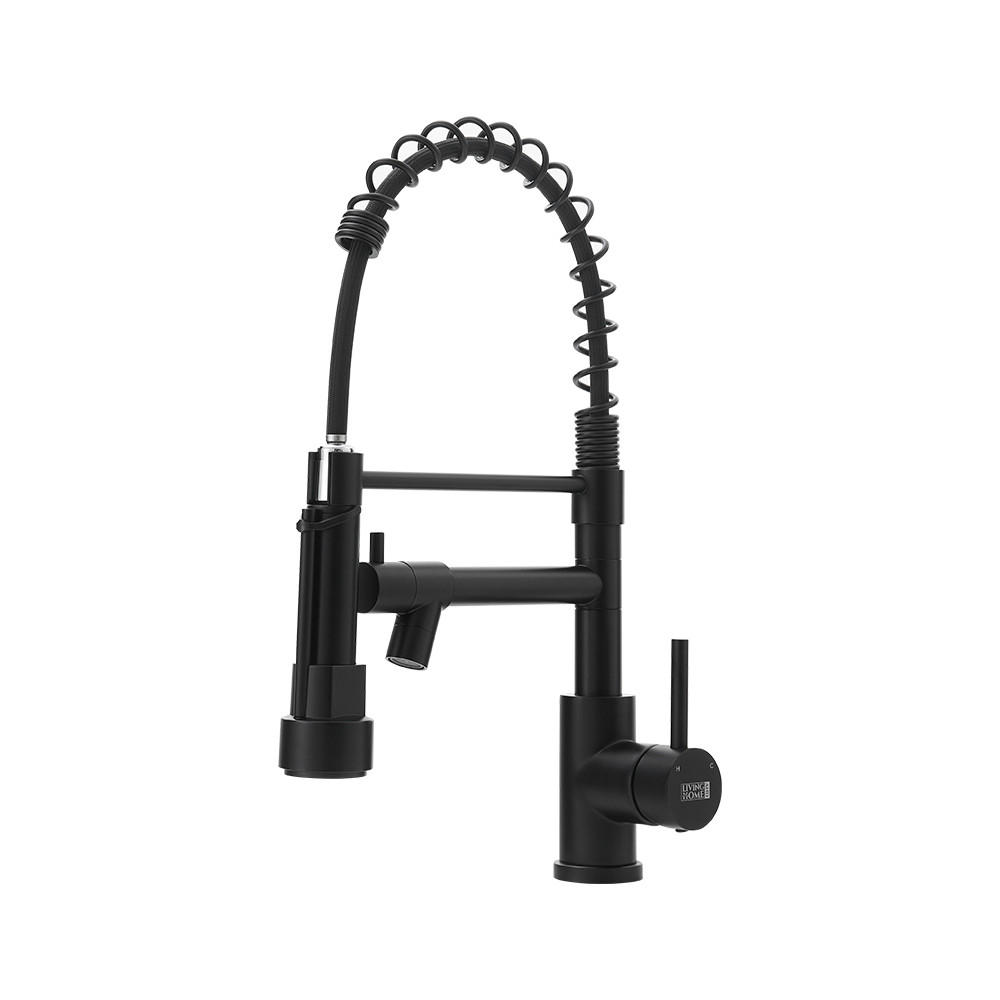 KÜCHENARMATUR Ausziehbar Brausekopf Topffüller Einhandgriff Schwarz - Schwarz, Metall (25.5/43/5cm) - Livingandhome