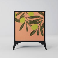 SIDEBOARD JUICY OLIVES, Schwarz, 57,5x42x70,5 cm, Schwarze Metall-Sternfüße - Multicolor/Schwarz, Holzwerkstoff/Metall (57.5/70.5/42cm) - SpaceRebels