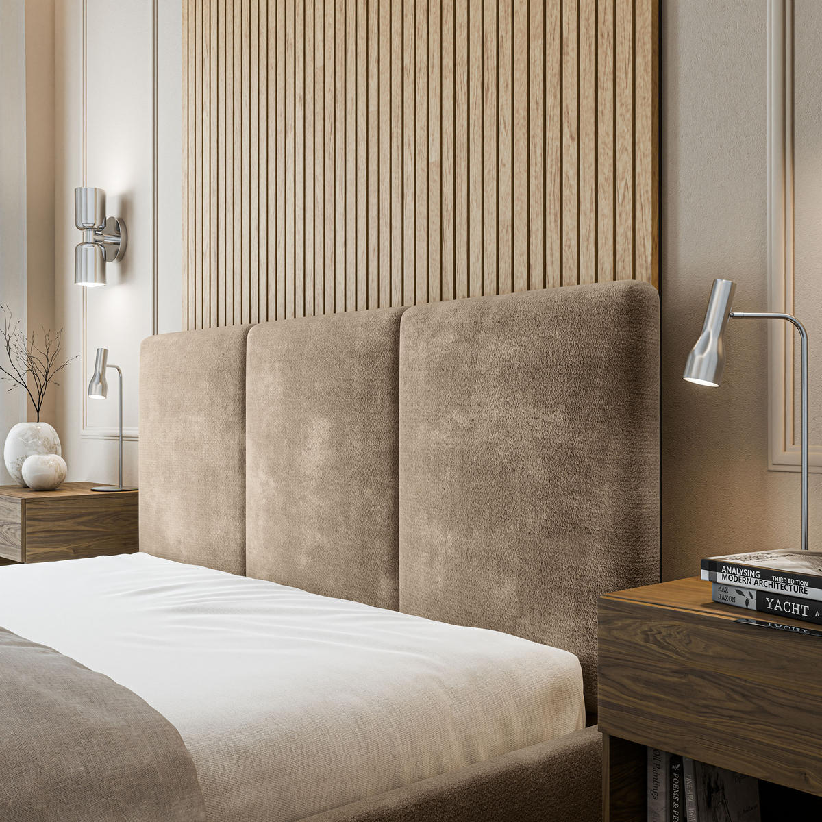 POLSTERBETT AZURI 180x200 cm mit Bettkästen - Beige - Beige, Holz (180/200cm) - MASSENO