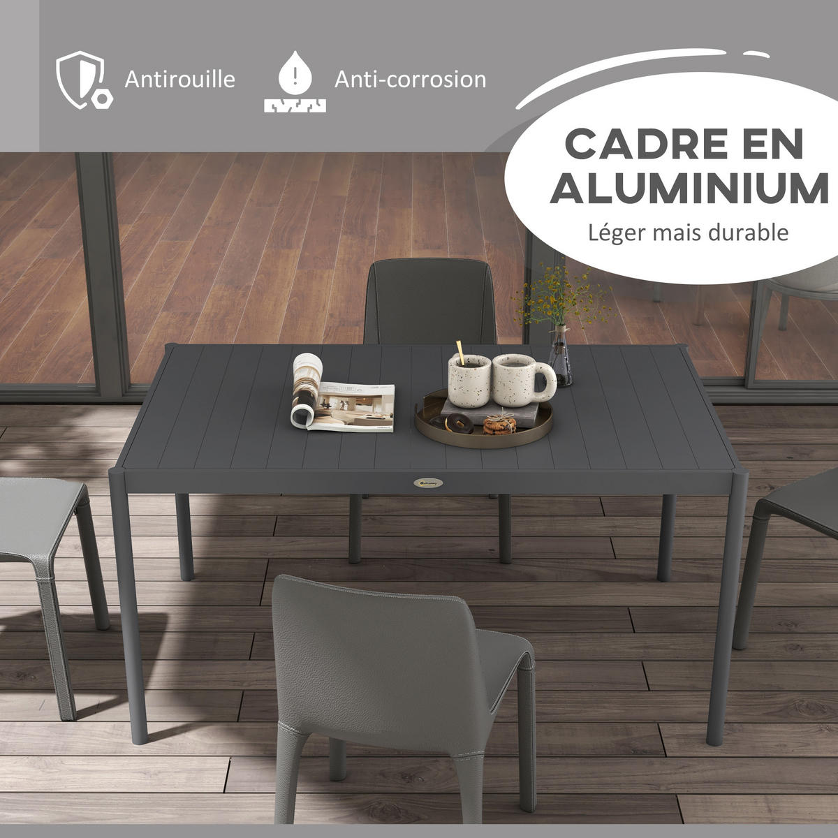 GARTENTISCH,GRAU,1 Stück - Grau, Naturmaterialien (145/90/74cm) - GiPP