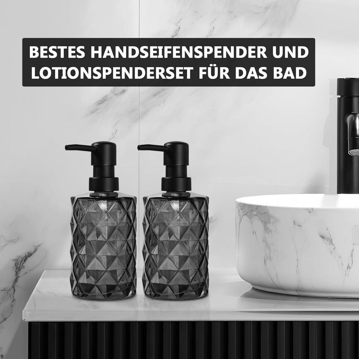 SEIFENSPENDER 2-teiliges Set Glas Schwarz 330ml - Schwarz, Glas (16/10.6/149cm)