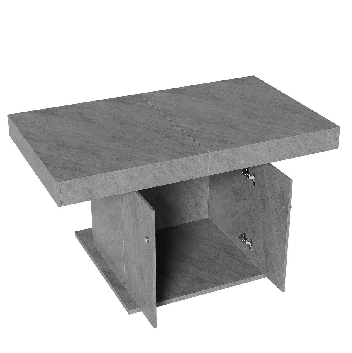 JEDÁLENSKÝ stôl 140/180/80/76 cm, sivá, z drevotriesky s úložným priestorom - sivá, kompozitné drevo (180/80/76cm) - BEAOK