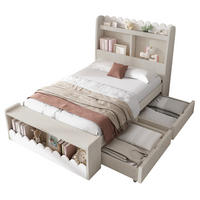 POLSTERBETT 90/200 cm Weiß und Eichefarben aus Massivholz und MDF mit Stauraum - Weiß, Holzwerkstoff (90/200cm) - OKMYHOME