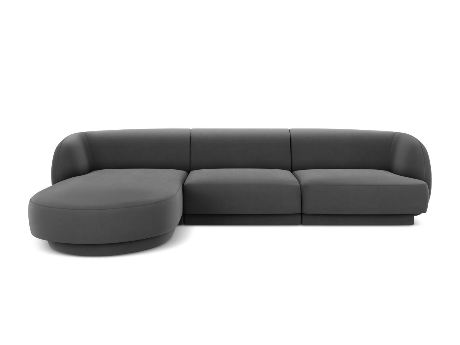 ECKSOFA links Miley aus Samt grau 4 Sitzplätze - Grau, Textil (156/255cm) - Micadoni