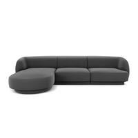 ECKSOFA links Miley aus Samt grau 4 Sitzplätze - Grau, Textil (156/255cm) - Micadoni