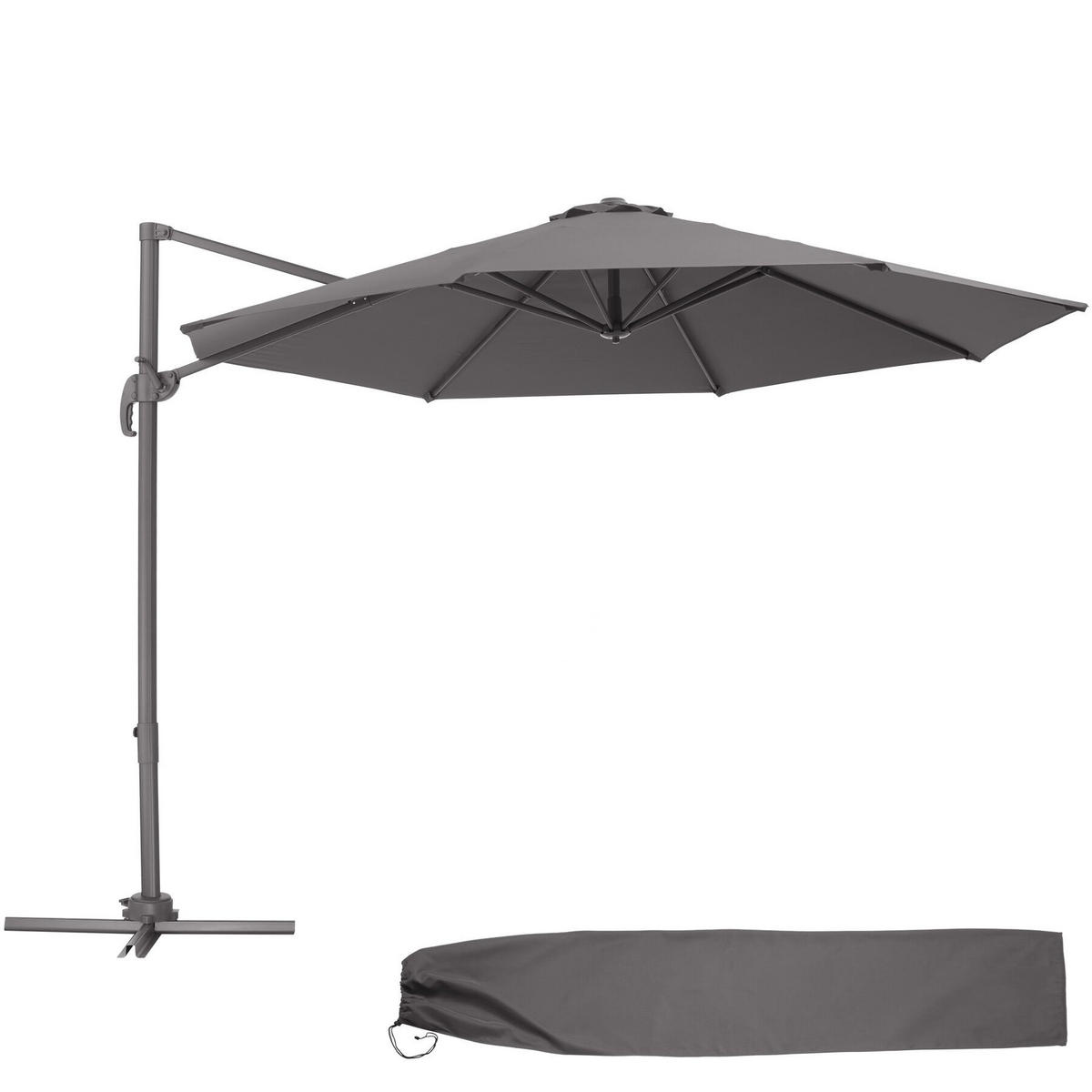 SONNENSCHIRM Daria,UV-Schutz 50+, inklusive Schutzhülle,grau - Grau, Metall (300/372cm) - tectake