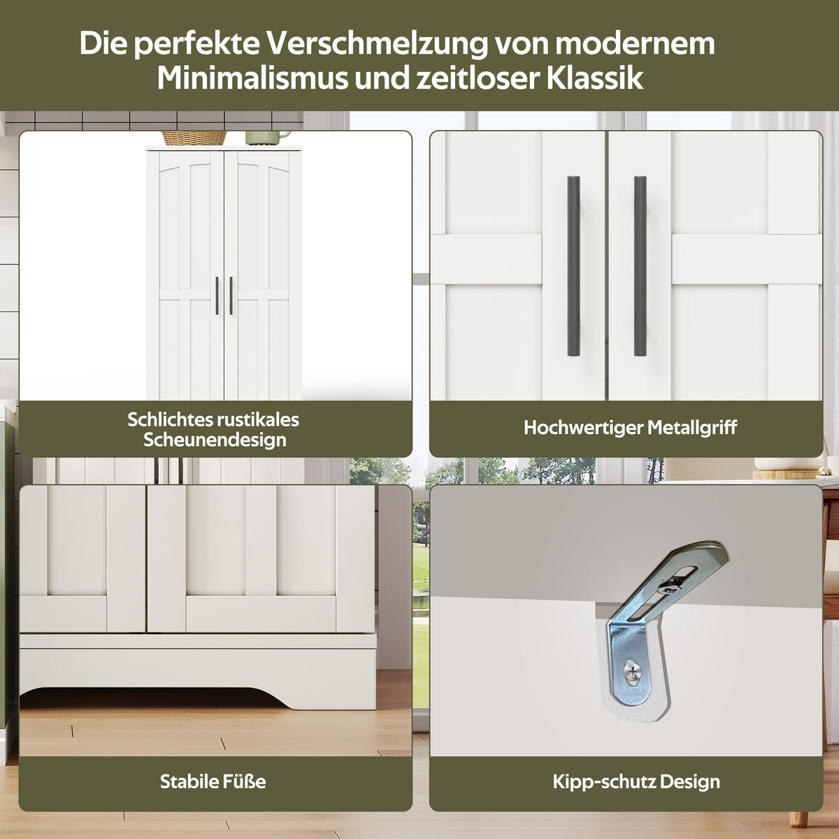 KÜCHENBUFFET mit LED-Beleuchtung und verstellbaren Einlegeböden, 60 x 40 x 120 cm, Weiß, MDF - Weiß, Holzwerkstoff (60/120/40cm) - SONNENH