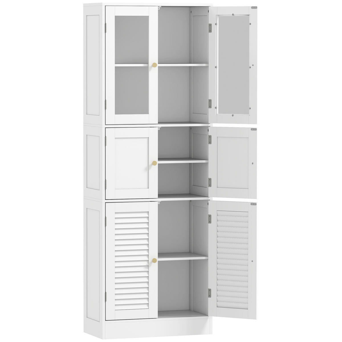 HOCHSCHRANK DE-12547 mit 6 Türen Weiß - Weiß, Holzwerkstoff (30/170/60cm) - ComfortXL