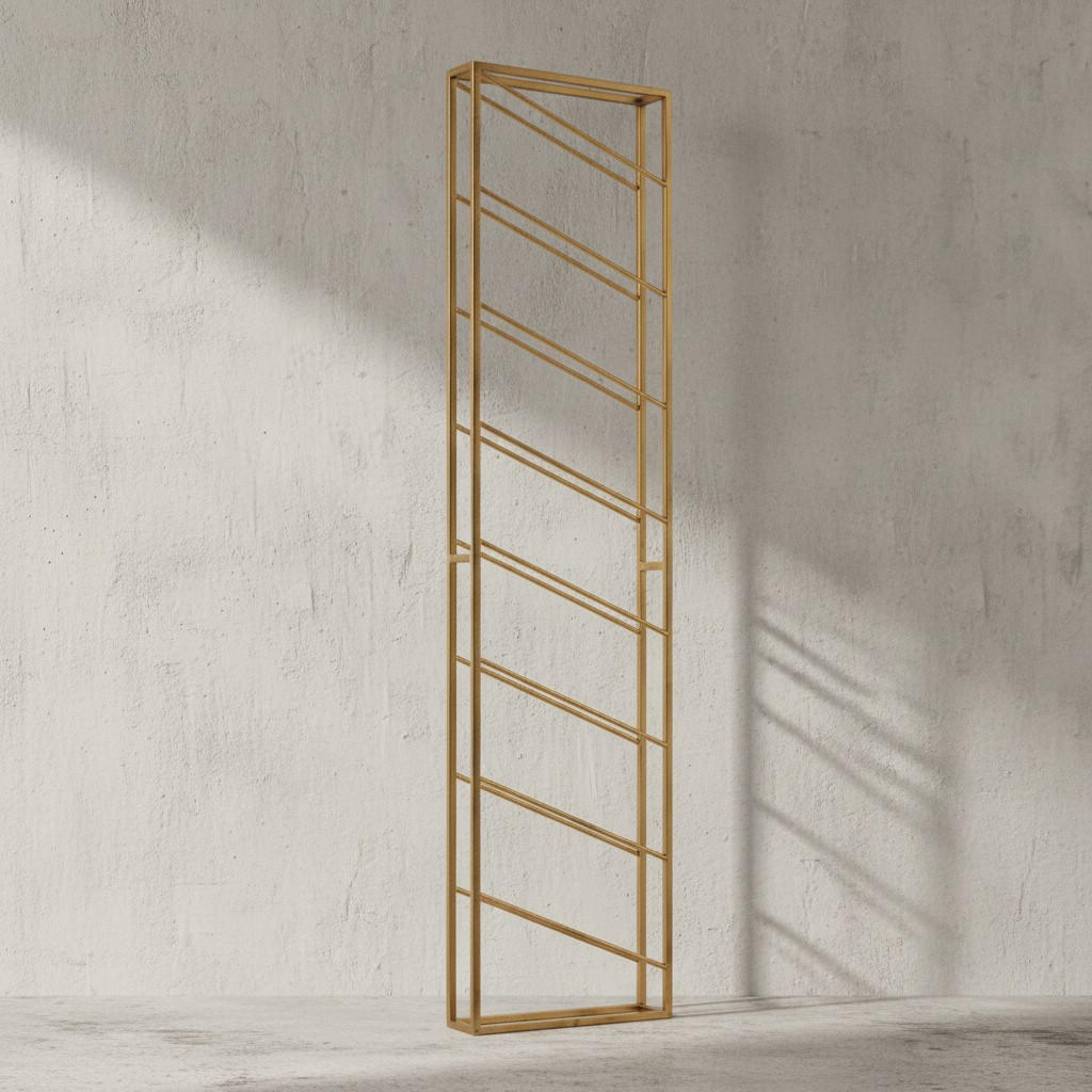 WEINREGAL STILVIN Eisen Pulverbeschichtet Wandmontage Handgefertigt, Gold 36x8x150 cm - Goldfarben, Metall (36/150/8cm) - KADIMA DESIGN