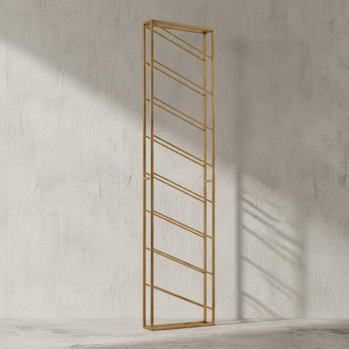 WEINREGAL STILVIN Eisen Pulverbeschichtet Wandmontage Handgefertigt, Gold 36x8x150 cm - Goldfarben, Metall (36/150/8cm) - KADIMA DESIGN