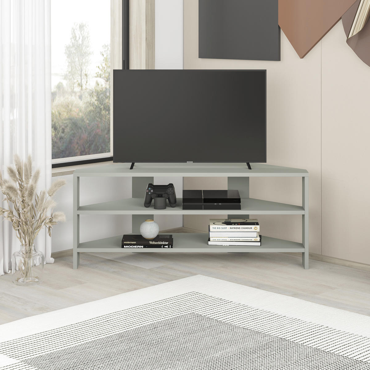 LOWBOARD Thales Aschgrün 110/36/45 cm - Grün, Holzwerkstoff (110/45/36.2cm) - Decortie