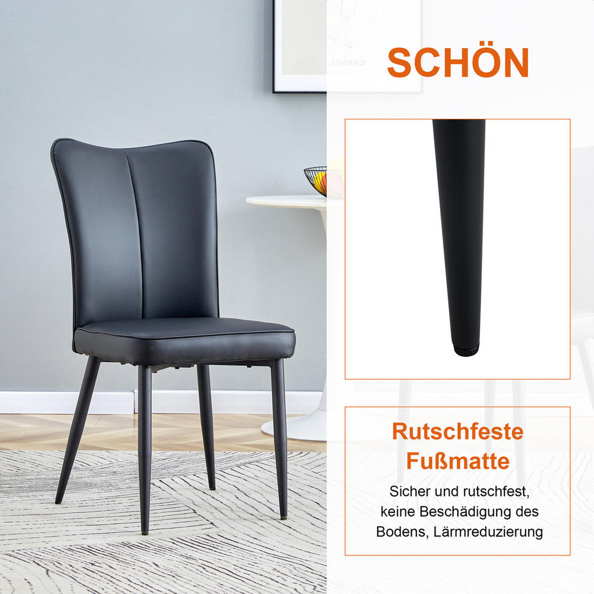 TISCHGRUPPE Rund 60 cm 3-tlg. Schwarz MDF PU Leder - Schwarz, Holzwerkstoff/Metall (73.5/21.5/76cm) - Raelunyi