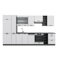 KÜCHENZEILE Fame-Line Weiß Landhaus/Anthrazit 355 cm mit Hochschrank ohne AP - Anthrazit/Creme, Holzwerkstoff (355/81.6/46cm) - Vicco