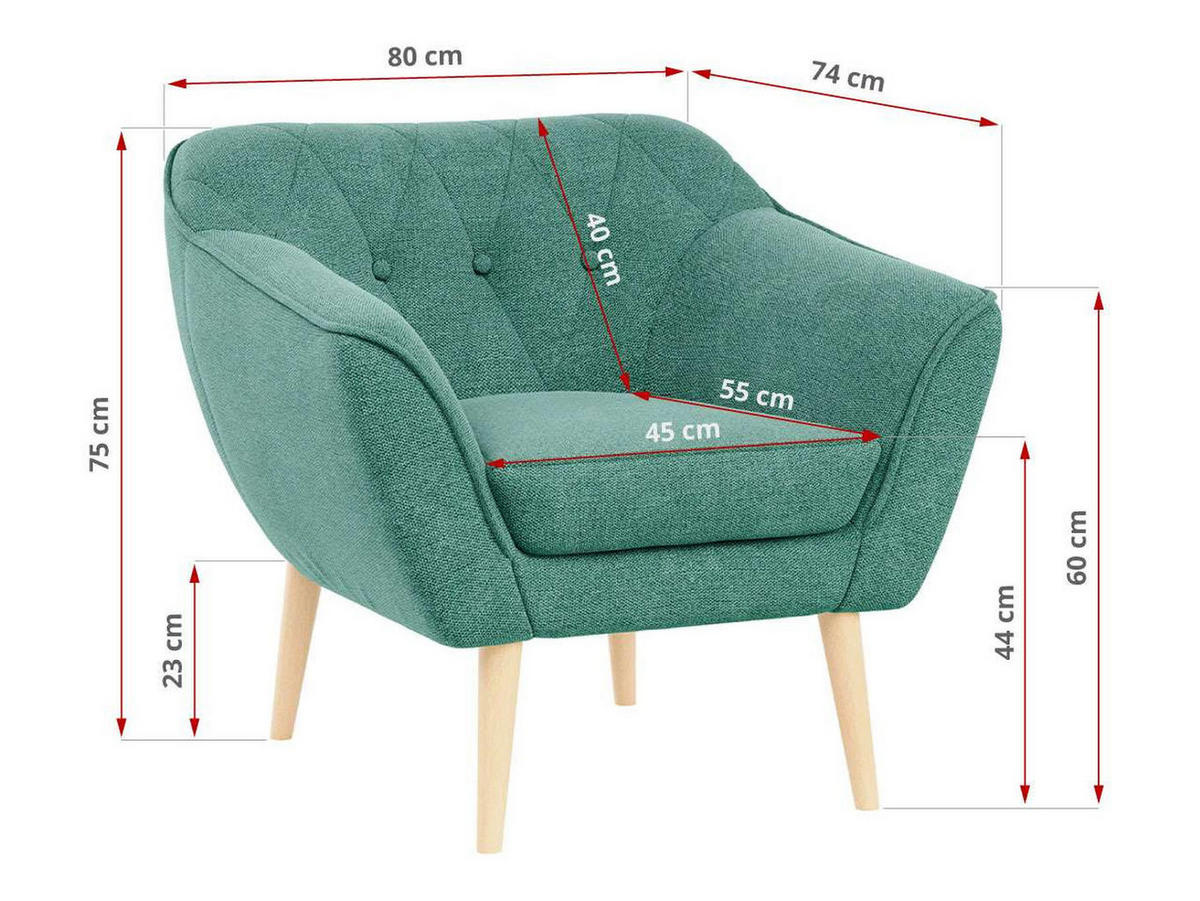 SESSEL Pirs 1 Sitzer Strukture Grün - Braun/Grün, Holz/Textil (80/75/74cm) - MKS