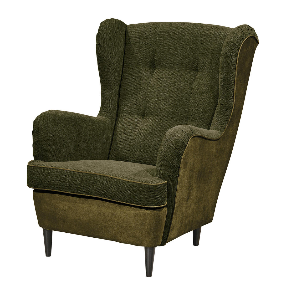 SESSEL - Schwarz/Olivgrün, Holzwerkstoff/Buchenholz (78/102/98cm) - home24