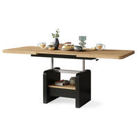 COUCHTISCH rechteckig Eiche Gold - Schwarz höhenverstellbar ausziehbar - Eichefarben/Schwarz, Holzwerkstoff (75/180/75cm) - designimpex