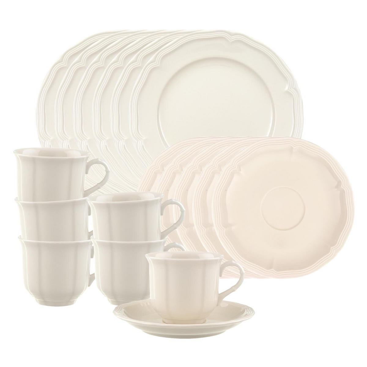 KAFFEESERVICE Manoir weiß 18er Set - Weiß, Keramik (8.1/6.7/9.8cm) - Villeroy & Boch