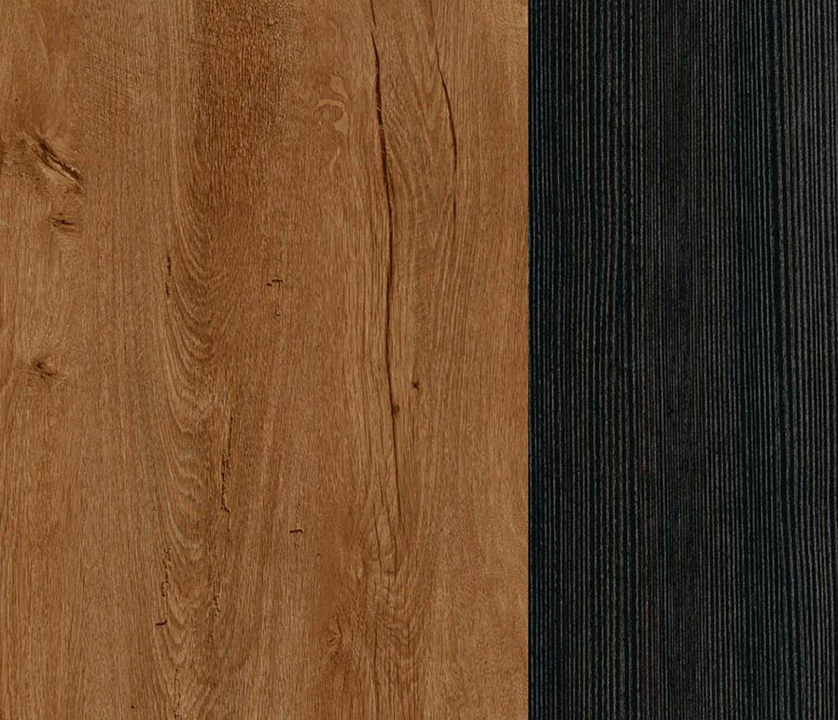 WOHNWAND Lohmar Eiche Lefkas Darkwood 3-teilig - Eichefarben/Schwarz, Holz/Holzwerkstoff (239/145/37cm) - Feldmann-Wohnen