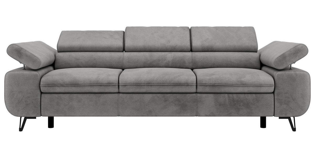 3-SITZER SOFA PETER - Hellgrau Velvet - Silberfarben/Hellgrau, Textil/Metall (262/76/99cm) - MKS