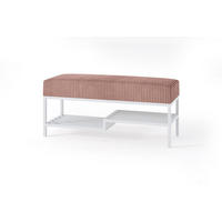 SITZBANK Mello 100 Rosa, Weiße Beine, Cordstoff Bank mit Ablage - Rosa/Weiß, Holzwerkstoff/Textil (100/45/35cm) - Bettso