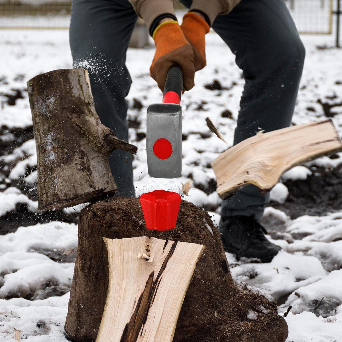 MEISSEL – diamantbeschichtet – zum Spalten von Holz – Rot, 1,6 kg - Rot, Metall (6.5/6.5/17cm) - DCA