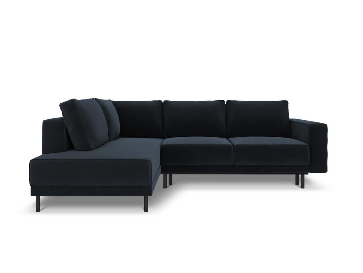 AUSKLAPPBARES-ECKSOFA links Caro aus Samt dunkelblau 5 Sitzplätze - Dunkelblau, Textil (187/247cm) - Micadoni