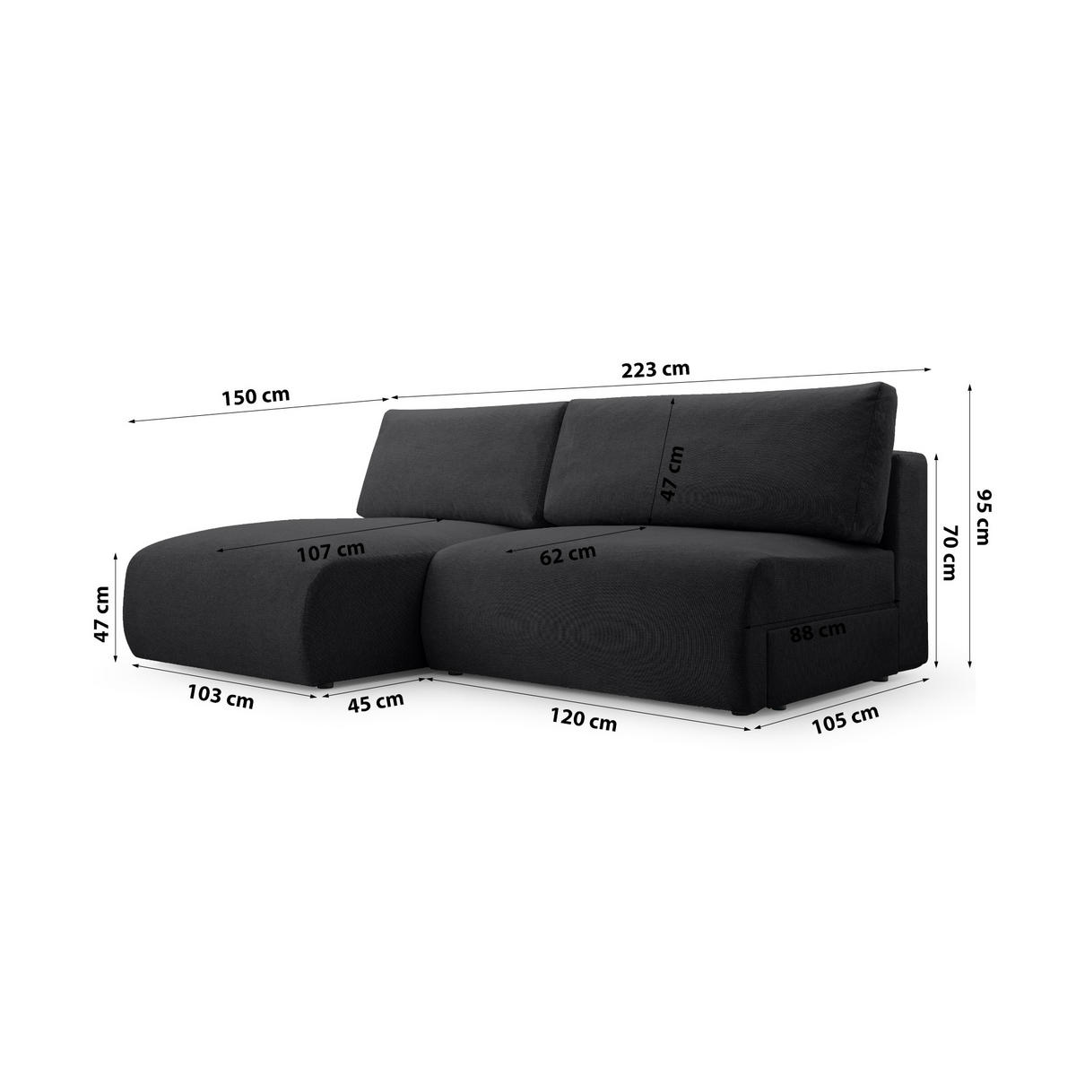 ECKSOFA Ripley mit Schlaffunktion, Anthrazit - Anthrazit, Textil (223/150cm) - Fedve