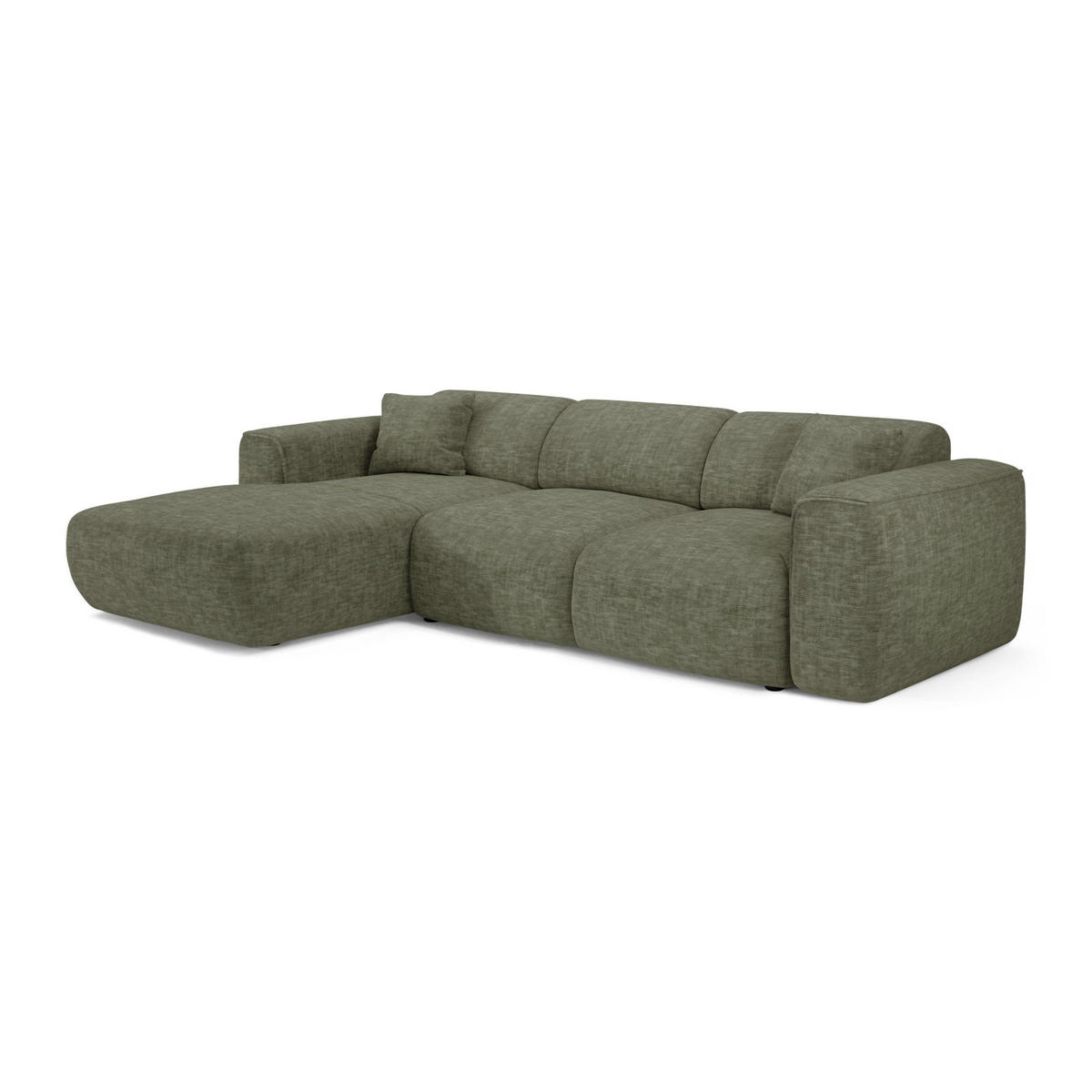 ECKSCHLAFSOFA Texturierter Samt Salbeigrün 283cm - Grün, Textil (283/180cm) - Sia Home