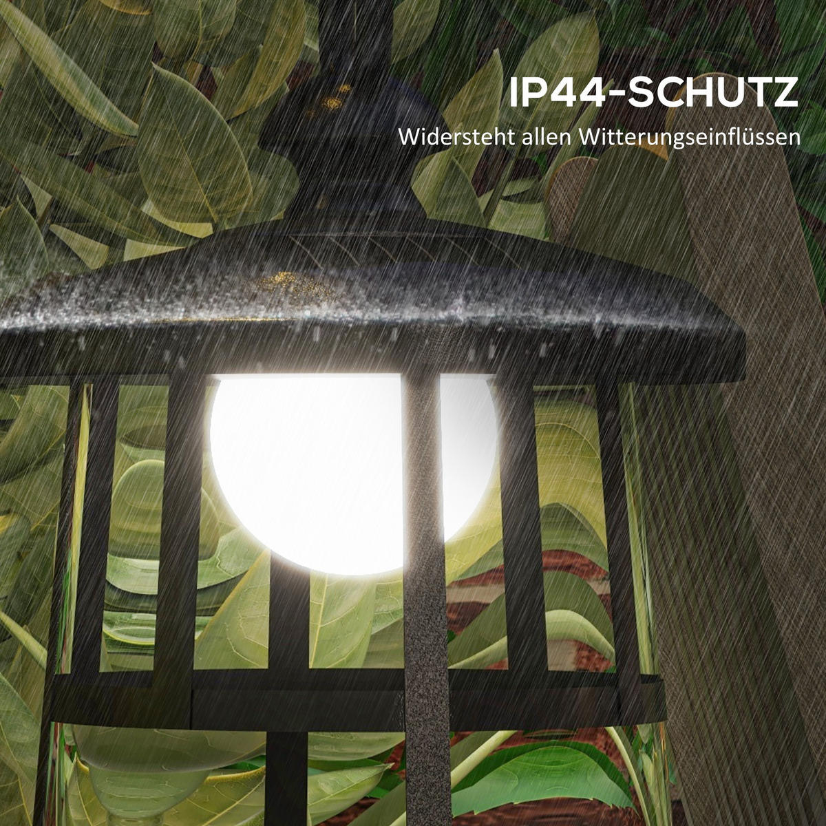 GARTENLATERNE, Schwarz, ABS, Metall - Schwarz, Metall (16.5/21.5/122cm) - Outsunny