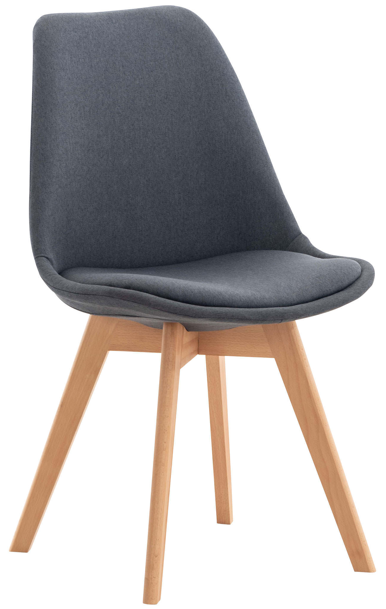 STUHL Stoff dunkelgrau - Eukalyptusholzfarben/Dunkelgrau, Holz/Textil (49/83/50cm) - CLP