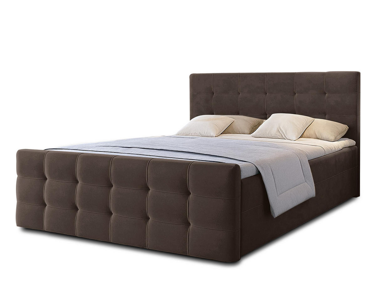 BOXBETT ARGENTARO 140x200 cm mit Bettkasten und Matratze - Braun - Schwarz/Braun, Holz/Holzwerkstoff (140/200cm) - AX Living